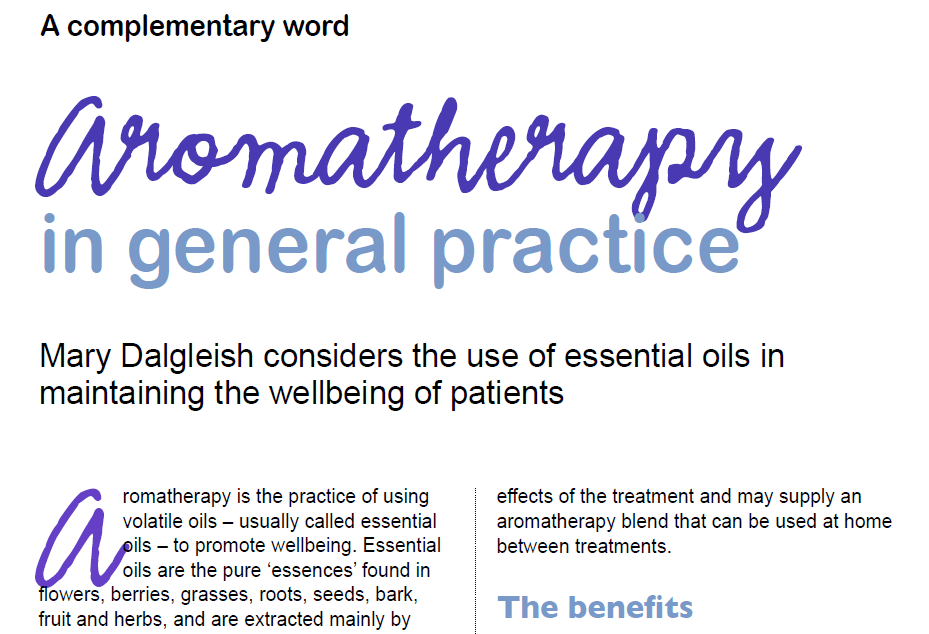 Aromatherapy and FHT’s Accredited Register featured in Practice Management