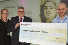 Glyndŵr University staff and students raise £587 for hospice