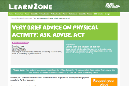 Webinar: giving advice on physical activity
