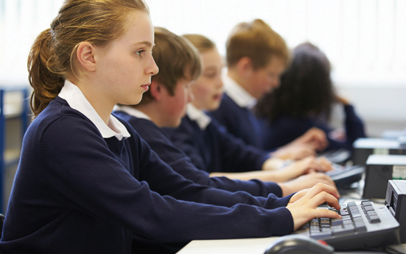 42402521 - line of children in school computer class